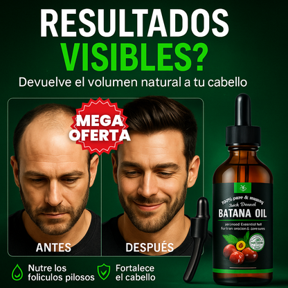 BatanaGlow™ – Aceite Regenerador 100% Natural, Restaura tu Cabello, Frena la Caída y Revive el Brillo